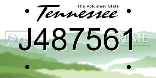 J487561 Tennessee License Plate