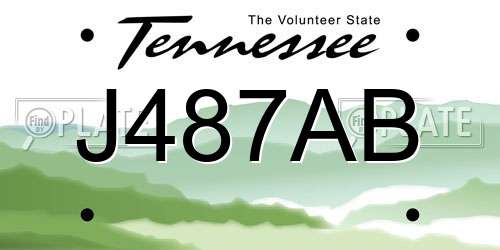 J487AB Tennessee License Plate