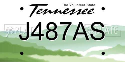 J487AS Tennessee License Plate