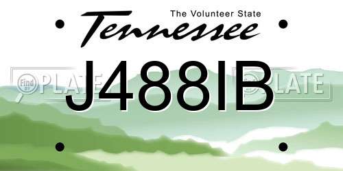 J488IB Tennessee License Plate