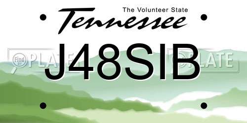 J48SIB Tennessee License Plate