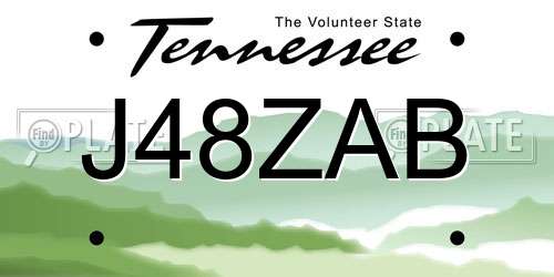 J48ZAB Tennessee License Plate