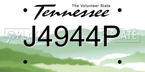 J4944P Tennessee License Plate