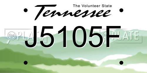 J5105F Tennessee License Plate