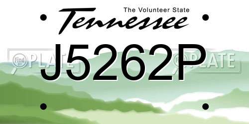 J5262P Tennessee License Plate