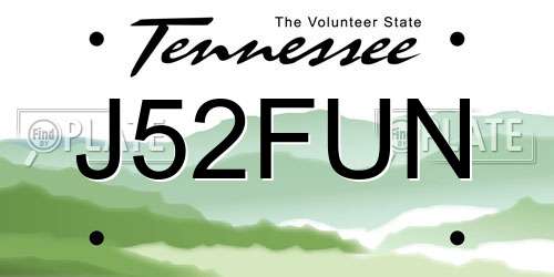 J52FUN Tennessee License Plate