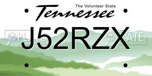 J52RZX Tennessee License Plate