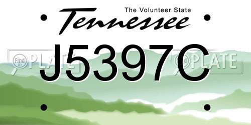 J5397C Tennessee License Plate