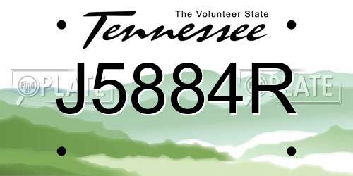 J5884R Tennessee License Plate