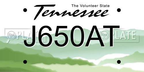 J650AT Tennessee License Plate