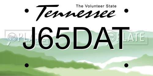 J65DAT Tennessee License Plate