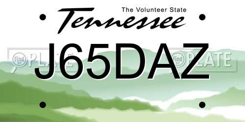 J65DAZ Tennessee License Plate