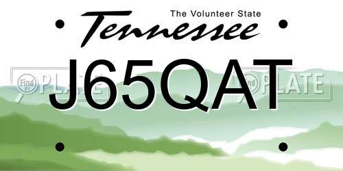 J65QAT Tennessee License Plate