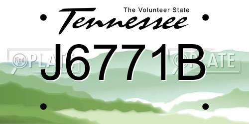 J6771B Tennessee License Plate