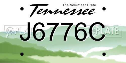 J6776C Tennessee License Plate