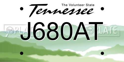 J680AT Tennessee License Plate