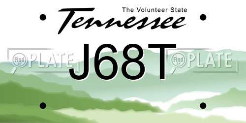 J68T Tennessee License Plate