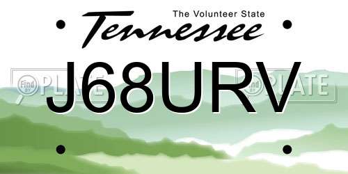 J68URV Tennessee License Plate