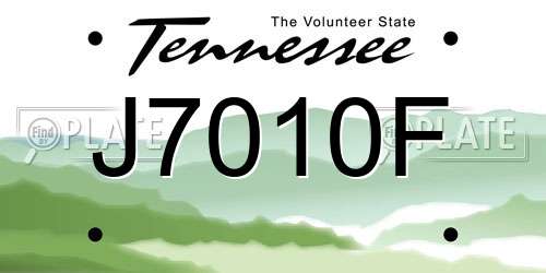 J7010F Tennessee License Plate