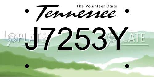 J7253Y Tennessee License Plate