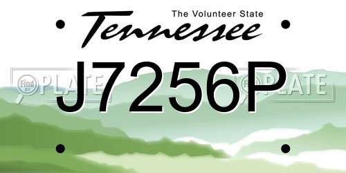 J7256P Tennessee License Plate