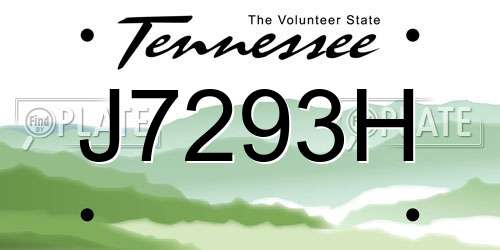 J7293H Tennessee License Plate