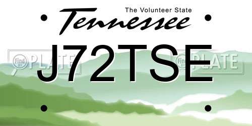 J72TSE Tennessee License Plate