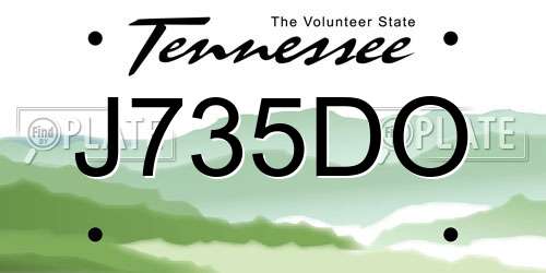 J735DO Tennessee License Plate