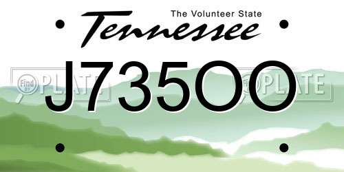 J735OO Tennessee License Plate
