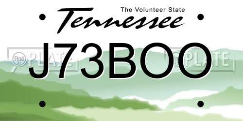 J73BOO Tennessee License Plate