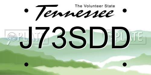 J73SDD Tennessee License Plate