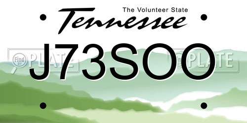 J73SOO Tennessee License Plate