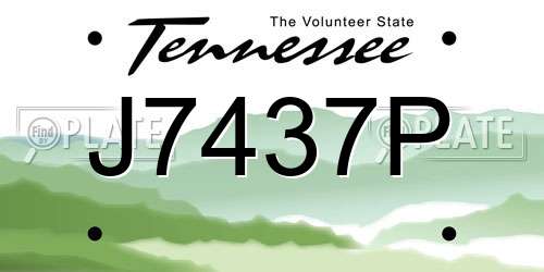 J7437P Tennessee License Plate
