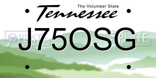 J75OSG Tennessee License Plate