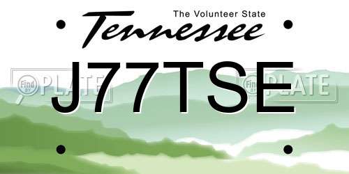 J77TSE Tennessee License Plate