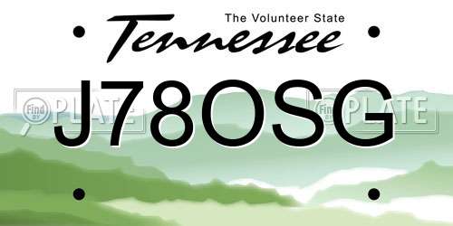 J78OSG Tennessee License Plate