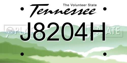 J8204H Tennessee License Plate