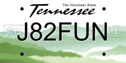 J82FUN Tennessee License Plate