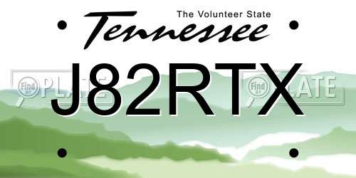 J82RTX Tennessee License Plate