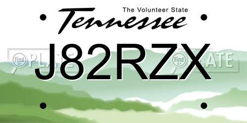 J82RZX Tennessee License Plate