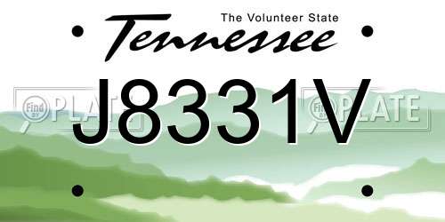 J8331V Tennessee License Plate
