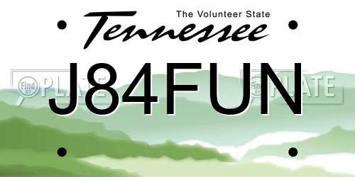 J84FUN Tennessee License Plate