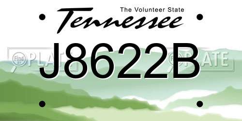 J8622B Tennessee License Plate
