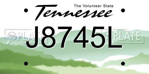 J8745L Tennessee License Plate