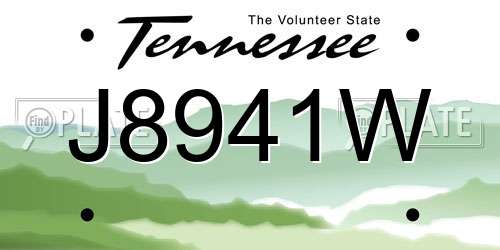 J8941W Tennessee License Plate
