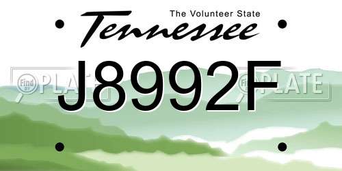 J8992F Tennessee License Plate