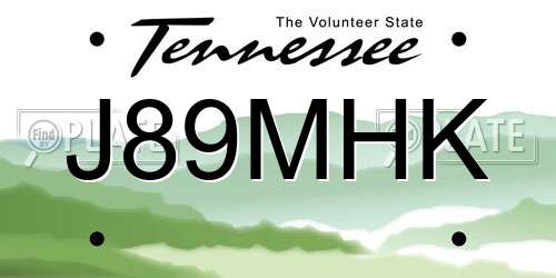 J89MHK Tennessee License Plate
