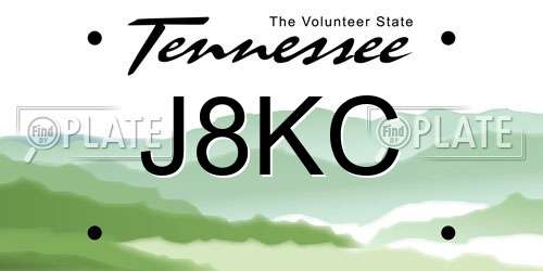 J8KC Tennessee License Plate