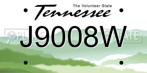 J9008W Tennessee License Plate