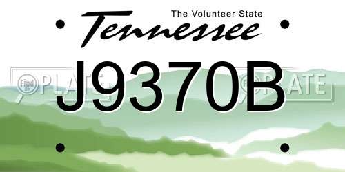 J9370B Tennessee License Plate